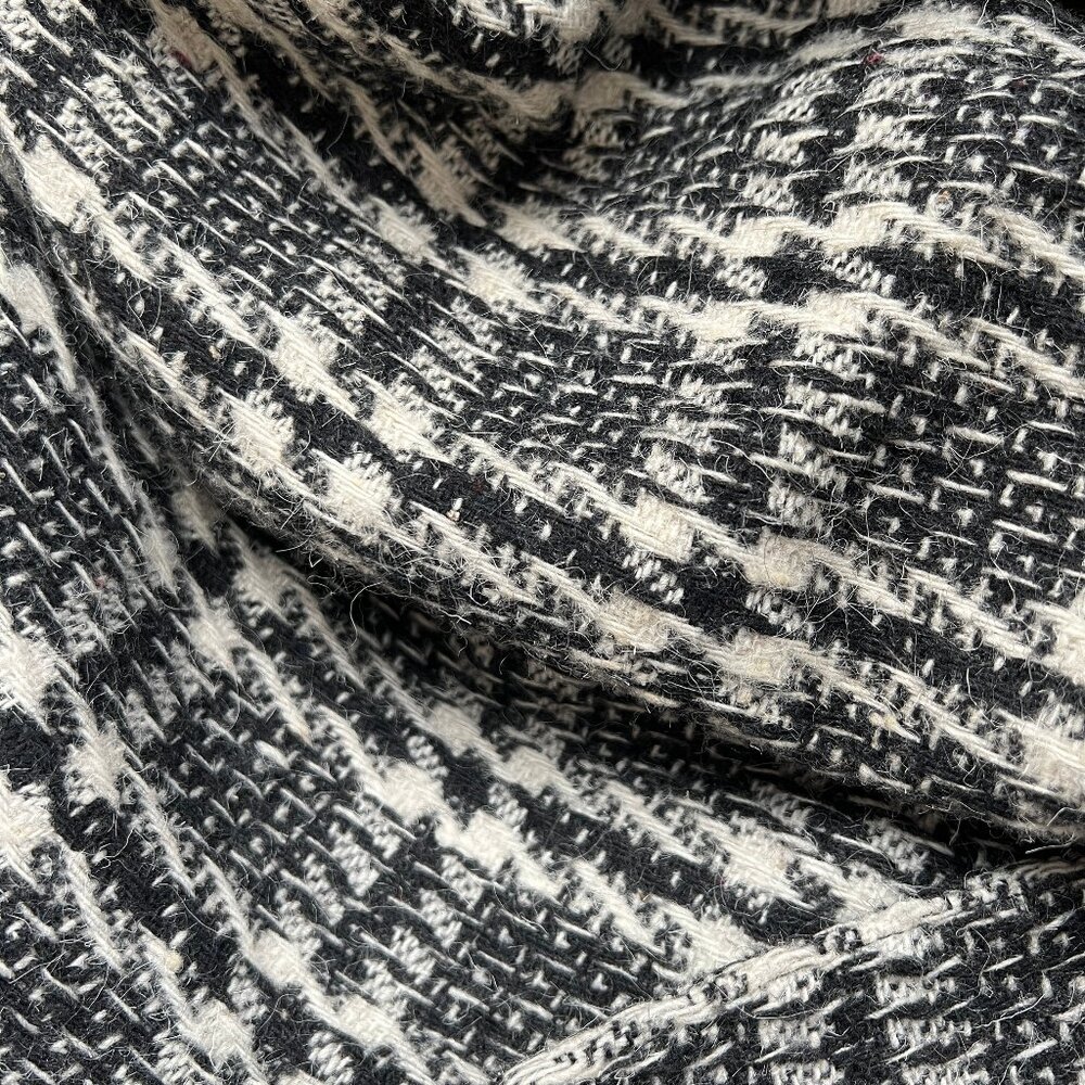 Vintage Plaid Tweed Houndstooth Oversized Blazer Jacket Coat Preppy Wool Peacoat - Picture 4 of 5